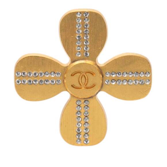 CHANEL Gold Logo Brooch